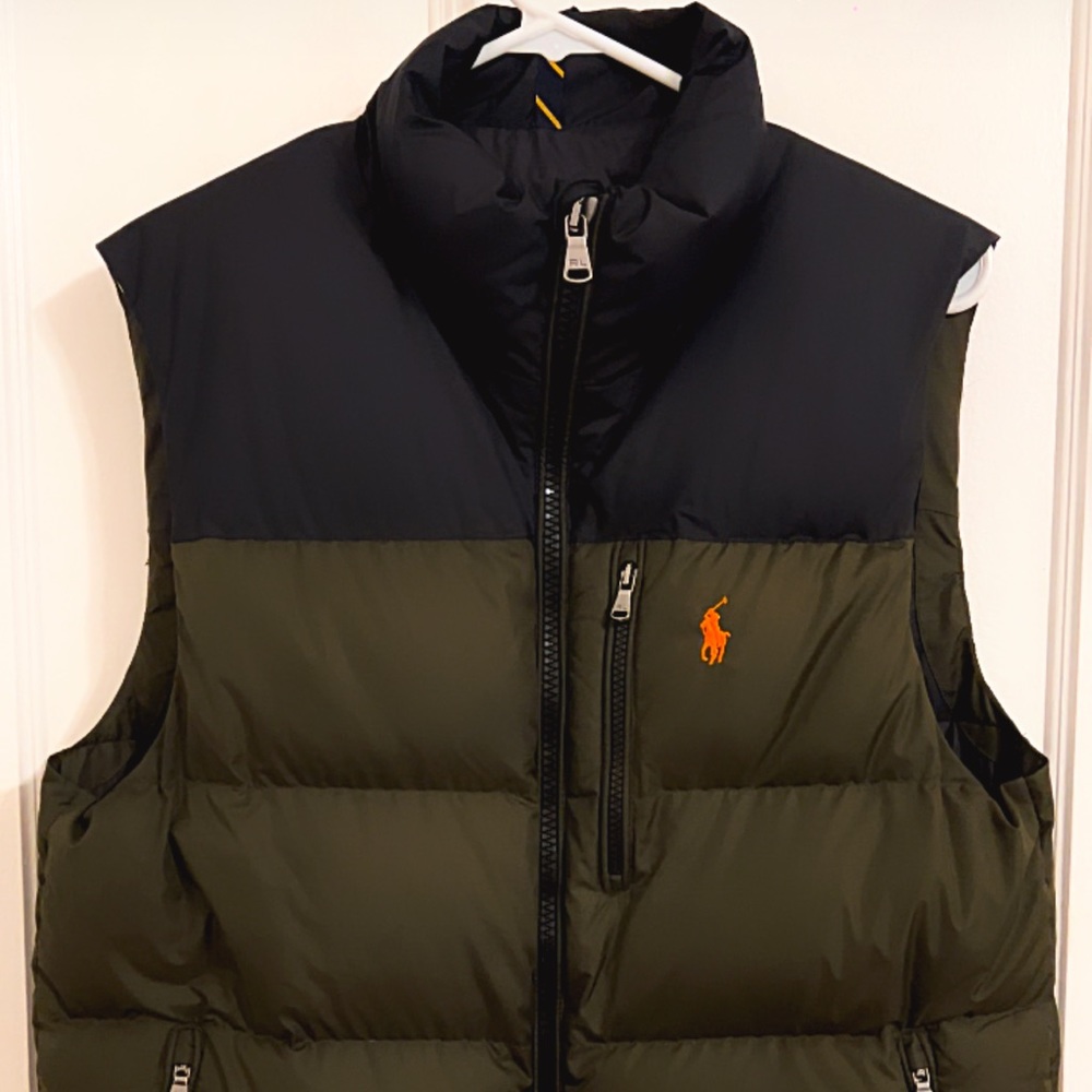 POLO RALPH LAUREN QUILTED RECYCLED RIPSTOP DOWN VEST SIZE SMALL.